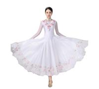Hynyjxjy White,XXL, Ballroom Dresses for Women Printing Tango Modern Dancing Clothing Waltz Competition Dancing Outfit Social Dancewear