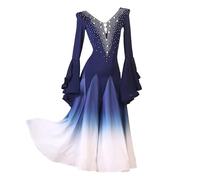 Hynyjxjy Women's Ballroom Dance Dresses Gradient Tango Foxtrot Competition Costumes Waltz Dancing Clothes Social Dance Outfit,A,S