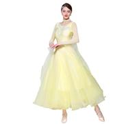 Hynyjxjy Yellow,M, Ballroom Dance Dresses National Standard Dancewear for Women Waltz Competition Dancing Clothes Salsa Dancing Outfit