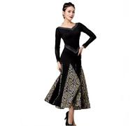 Hynyjxjy Yellow,M, Waltz Training Dancing Clothes Printing Modern Dance Costumes for Women Ballroom Dancing Dresses Flamenco Dance Wear