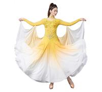 Hynyjxjy Yellow,XL, Ballroom Dance Dresses Professional National Standard Dancewear Waltz Dancing Clothes for Women Salsa Dancing Outfit