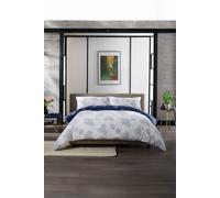 The Lyndon Company Hyogo Luxurious 100% Cotton Double Gauze Duvet Cover Set - Soft, Breathable, Japanese-Inspired Bedding with Modern Blue & White Print - Machine Washable - Multiple [Double]