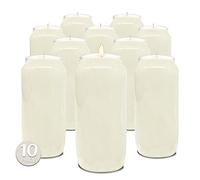 Hyoola 7 Day White Prayer Candles, 10 Pack - 6" Tall Pillar Candles for Religious, Memorial, Party Decor, Vigil and Emergency Use - Vegetable Oil Wax in Plastic Jar Container