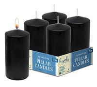Hyoola Black Pillar Candles 50/100 mm (2x4 Inch) - 4 Pack Unscented Pillar Candles Pack - European Made