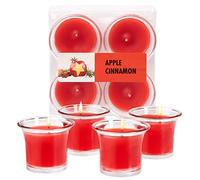 Hyoola Clear Cup Scented Votive Candles - Apple Cinnamon Votive Candles Scented - 12 Hour Burn Time - 4 Pack - European Made