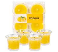 Hyoola Clear Cup Scented Votive Candles - Citronella Votive Candles Scented- 12 Hour Burn Time - 4 Pack - European Made