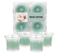 Hyoola Clear Cup Scented Votive Candles - Fresh Cotton Votive Candles Scented - 12 Hour Burn Time - 4 Pack - European Made