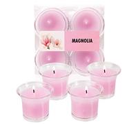 Hyoola Clear Cup Scented Votive Candles - Magnolia Votive Candles Scented - 12 Hour Burn Time - 4 Pack - European Made