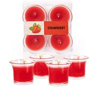 Hyoola Clear Cup Scented Votive Candles - Strawberry Votive Candles Scented - 12 Hour Burn Time - 4 Pack - European Made