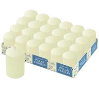Hyoola Ivory Pillar Candles 50/75 mm (2 x 3 Inch) - 24 Pack Unscented Pillar Candle Set - European Made
