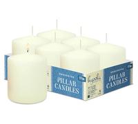 Hyoola Ivory Pillar Candles 75/75 mm (3 x 3 Inch) - 6 Pack Unscented Pillar Candle Set - European Made