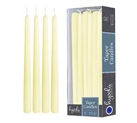 Hyoola Ivory Taper Candles - 250 mm (10 Inch) Unscented Dripless Taper Candles - 8 Hour Burn Time - 12 Pack