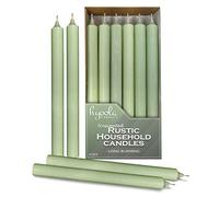 Hyoola Light Green Dinner Candles 250 mm (10 Inch) - Tall Candles - 12 Pack - Rustic Unscented Candles - Long Burning Candles 10 Hour Burn Time