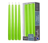 Hyoola Lime Green Taper Candles - 350 mm (14 Inch) Unscented Dripless Taper Candles - 12 Hour Burn Time - 12 Pack