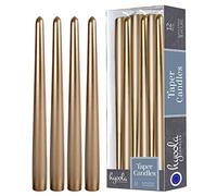 Hyoola Metallic Antique Gold Taper Candles - 250 mm (10 Inch) Unscented Dripless Taper Candles - 8 Hour Burn Time - 12 Pack