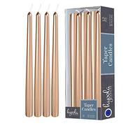 Hyoola Metallic Copper Taper Candles - 250 mm (10 Inch) Unscented Dripless Taper Candles - 8 Hour Burn Time - 12 Pack