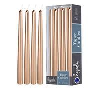 Hyoola Metallic Copper Taper Candles - 350 mm (14 Inch) Unscented Dripless Taper Candles - 12 Hour Burn Time - 12 Pack