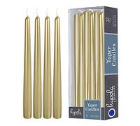 Hyoola Metallic Cream Gold Taper Candles - 300 mm (12 Inch) Unscented Dripless Taper Candles - 10 Hour Burn Time - 12 Pack