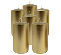 Hyoola Metallic Pillar Candles - 6 Pack - Gold Pillar Candles - European Made Decorative Pillar Candles - 70/130 mm (2.75 x 5 Inch)