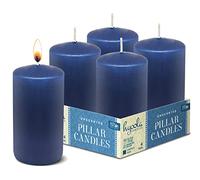 Hyoola Midnight Blue Pillar Candles 50/100 mm (2x4 Inch) - 4 Pack Unscented Pillar Candles Pack - European Made
