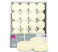 HYOOLA Premium Ivory Floating Candles Pack of 20 - Burn Time 3 Hours - 45 mm - Made in Europe