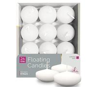 Hyoola Premium White Floating Candles Pack of 24 - Burn Time 8 Hours - 75 mm - Made in Europe