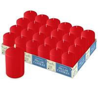 HYOOLA Red Pillar Candles 50/75 mm (2 x 3 Inch) - 24 Pack Unscented Pillar Candle Set - European Made