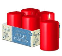 Hyoola Red Pillar Candles 50/75 mm (2 x 3 Inch) - Unscented Pillar Candle Set of 4 - European Made