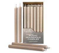 Hyoola Sahara Beige Dinner Candles - 250 mm (10 Inch) - 12 Pack - Rustic Unscented - Long Burning 10 Hour