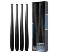 Hyoola Tall Taper Candles - 250 mm (10 Inch) Black Unscented Dripless Taper Candles - 8 Hour Burn Time - 4 Pack
