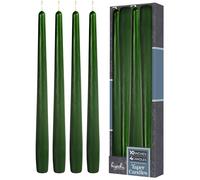 Hyoola Tall Taper Candles - 250 mm (10 Inch) Hunter Green Unscented Dripless Taper Candles - 8 Hour Burn Time - 4 Pack