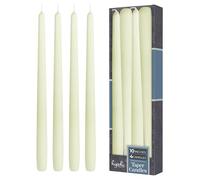Hyoola Tall Taper Candles - 250 mm (10 Inch) Ivory Unscented Dripless Taper Candles - 8 Hour Burn Time - 4 Pack