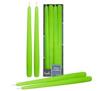 Hyoola Tall Taper Candles - 250 mm (10 Inch) Lime Green Unscented Dripless Taper Candles - 8 Hour Burn Time - 4 Pack