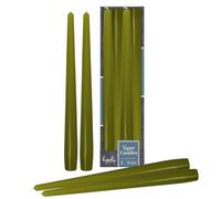 Hyoola Tall Taper Candles - 250 mm (10 Inch) Olive Green Unscented Dripless Taper Candles - 8 Hour Burn Time - 4 Pack