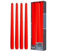 Hyoola Tall Taper Candles - 250 mm (10 Inch) Red Unscented Dripless Taper Candles - 8 Hour Burn Time - 4 Pack