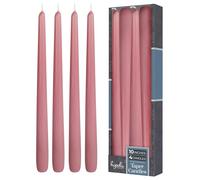 Hyoola Tall Taper Candles - 250 mm (10 Inch) Rose Pink Unscented Dripless Taper Candles - 8 Hour Burn Time - 4 Pack