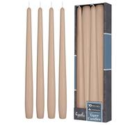 Hyoola Tall Taper Candles - 250 mm (10 Inch) Sahara Beige Unscented Dripless Taper Candles - 8 Hour Burn Time - 4 Pack