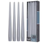 Hyoola Tall Taper Candles - 250 mm (10 Inch) Silver Grey Unscented Dripless Taper Candles - 8 Hour Burn Time - 4 Pack
