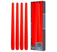 Hyoola Tall Taper Candles - 300 mm (12 Inch) Red Unscented Dripless Taper Candles - 10 Hour Burn Time - 4 Pack