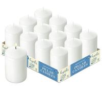 HYOOLA White Pillar Candles 50/100 mm (2 x 4 Inch) - 12 Pack Unscented Pillar Candle Set - European Made