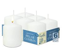 Hyoola White Pillar Candles 75/75 mm (3 x 3 Inch) - 6 Pack Unscented Pillar Candle Set - European Made