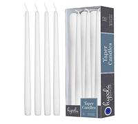 Hyoola White Taper Candles - 250 mm (10 Inch) Unscented Dripless Taper Candles - 8 Hour Burn Time - 12 Pack
