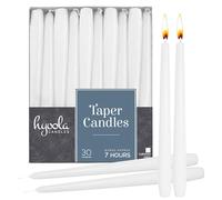 Hyoola White Taper Candles - Tapered Candles - Dripless Candle Sticks - 20 cm (8 Inch) - 7 Hour Burn Time (30-Pack)