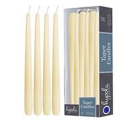 Hyoola Wool White Taper Candles - 300 mm (12 Inch) Unscented Dripless Taper Candles - 10 Hour Burn Time - 12 Pack