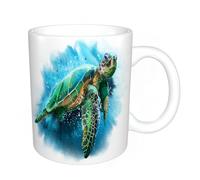 HYOSXC Coffee Mug Funny Mug,Sea Turtle, Blue sea Turtle Under Watercolor Style Ocean,Tea Cup Cup Gift Birthday Work Office Christmas Printed Coffee Cup 11Oz Cups 330ml Large Coffee Mug