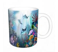 HYOSXC Coffee Mug Funny Mug,Underwater World Whale Coral Fish Ocean Blue Sea World, Quick Mouse con,Tea Cup Cup Gift Birthday Work Office Christmas Printed Coffee Cup 11Oz Cups 330ml Large Coffee Mug