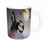 HYOSXW Coffee Mug Funny Mug,3D Illustration of a Death in the Hood Grim Reaper Standing on Hallowee,Tea Cup Cup Gift Birthday Work Office Christmas Printed Coffee Cup 11Oz Cups 330ml Large Coffee Mug