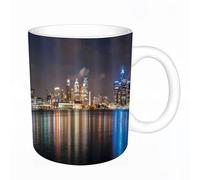 HYOSXW Coffee Mug Funny Mug,City，Charming Night View of Cologne illuminates the River Bridge and ma,Tea Cup Cup Gift Birthday Work Office Christmas Printed Coffee Cup 11Oz Cups 330ml Large Coffee Mug