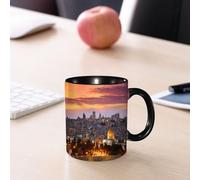 HYOSXW Coffee Mug Funny Mug,Old City of Jerusalem Historic City Center Israel Twilight View,Tea Cup Cup Gift Birthday Work Office Christmas Printed Coffee Cup 11Oz Cups 330ml Large Coffee Mug