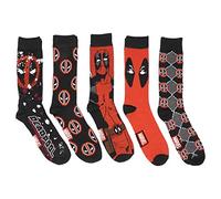 Hyp Deadpool Marvel Comics Character Logos Crew Socks 5 Pair Pack, Multi